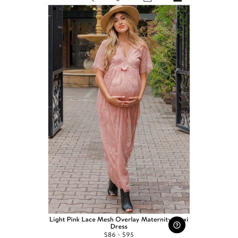 Pinkblush lace overlay maternity dress